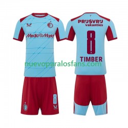 Camiseta de Fútbol Feyenoord Rotterdam Quinten Timber 8 Niño Tercera 2025-2026 Manga Corta