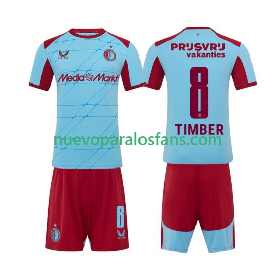 Camiseta de Fútbol Feyenoord Rotterdam Quinten Timber 8 Niño Tercera 2025-2026 Manga Corta
