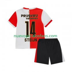 Camiseta de Fútbol Feyenoord Rotterdam Sem Steijn 14 Niño Casa 2025-2026 Manga Corta