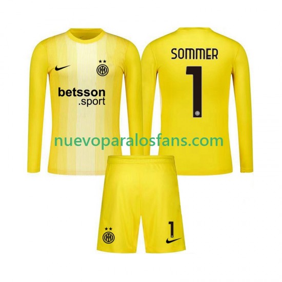 Camiseta de Fútbol Inter Milan Yann Sommer 1 Portero Niño Exterior 2025-2026 Manga Larga