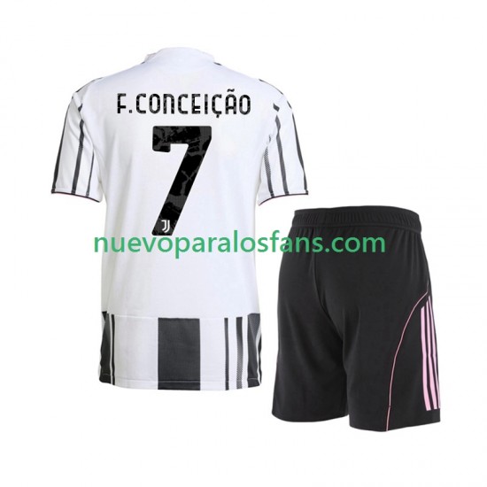 Camiseta de Fútbol Juventus Francisco Conceicao 7 Niño Casa 2025-2026 Manga Corta