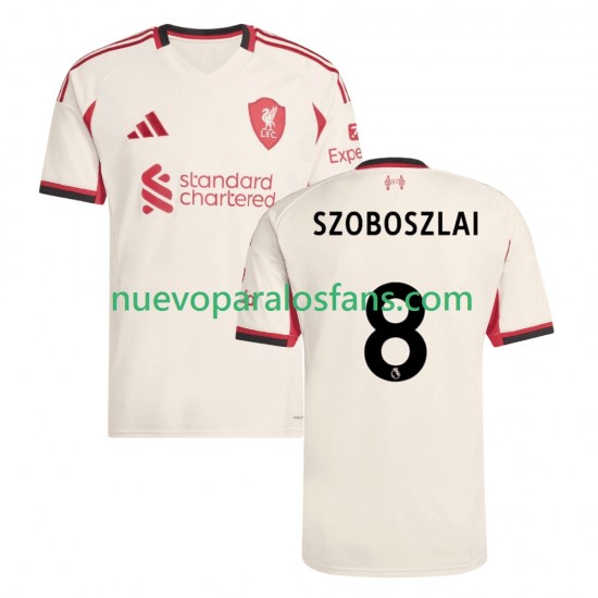 Camiseta de Fútbol Liverpool Dominik Szoboszlai 8 Hombre Exterior 2025-2026 Manga Corta