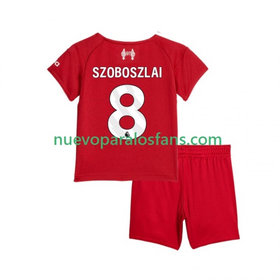 Camiseta de Fútbol Liverpool Dominik Szoboszlai 8 Niño Casa 2025-2026 Manga Corta