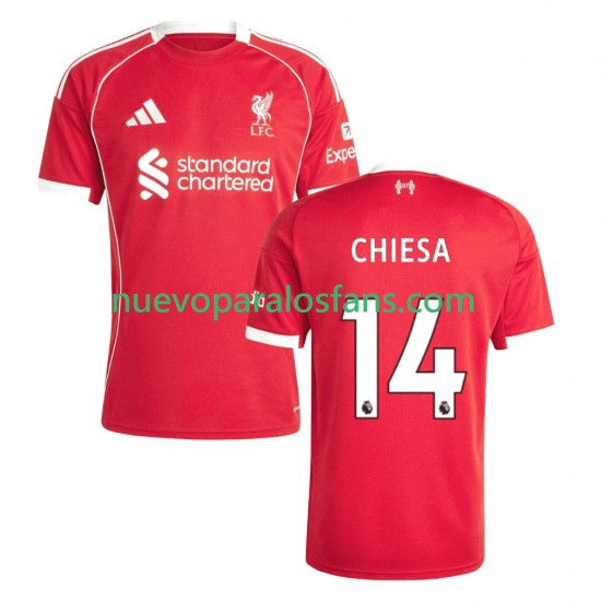 Camiseta de Fútbol Liverpool Federico Chiesa 14 Hombre Casa 2025-2026 Manga Corta