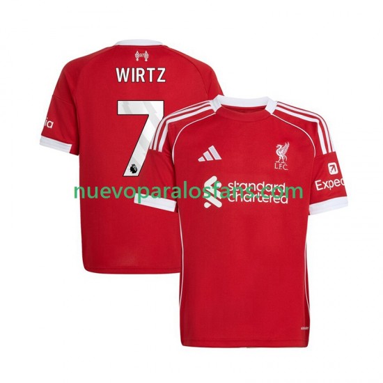 Camiseta de Fútbol Liverpool Florian Wirtz 7 Hombre Casa 2025-2026 Manga Corta