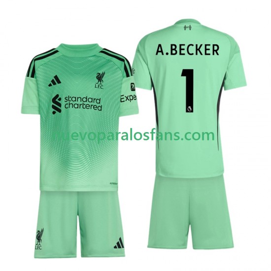 Camiseta de Fútbol Liverpool Alisson Becker 1 Portero Niño Casa 2025-2026 Manga Corta