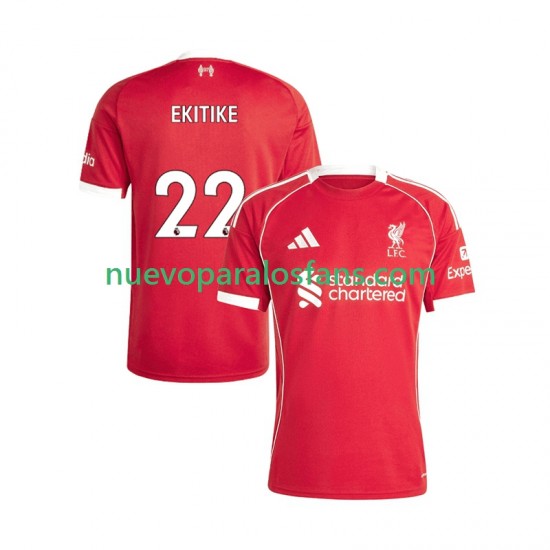 Camiseta de Fútbol Liverpool Hugo Ekitike 22 Hombre Casa 2025-2026 Manga Corta