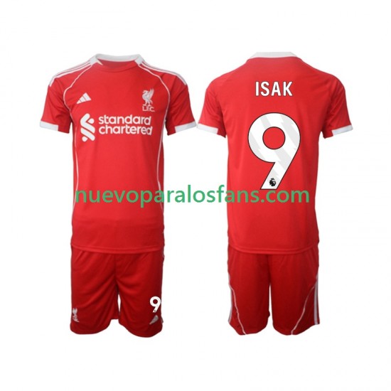 Camiseta de Fútbol Liverpool ISAK 9 Niño Casa 2025-2026 Manga Corta
