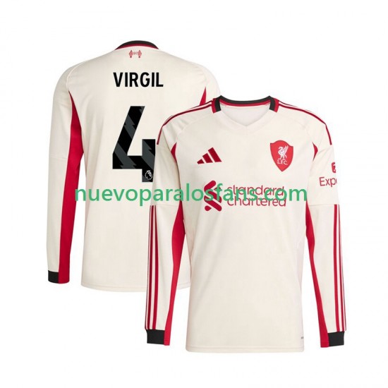 Camiseta de Fútbol Liverpool Virgil van Dijk 4 Hombre Exterior 2025-2026 Manga Larga