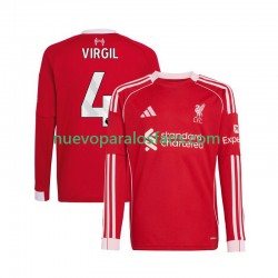 Camiseta de Fútbol Liverpool Virgil van Dijk 4 Hombre Casa 2025-2026 Manga Larga