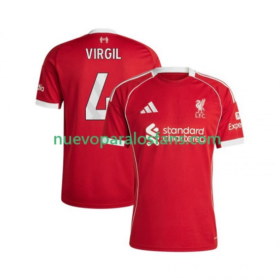 Camiseta de Fútbol Liverpool Virgil van Dijk 4 Hombre Casa 2025-2026 Manga Corta