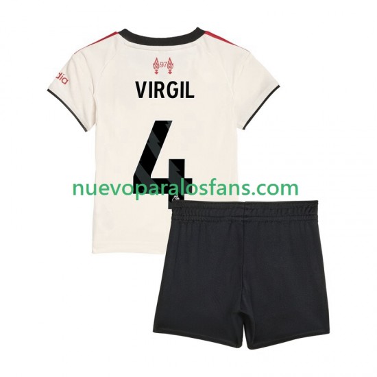 Camiseta de Fútbol Liverpool Virgil van Dijk 4 Niño Exterior 2025-2026 Manga Corta