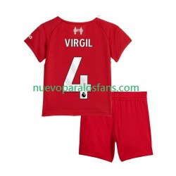Camiseta de Fútbol Liverpool Virgil van Dijk 4 Niño Casa 2025-2026 Manga Corta