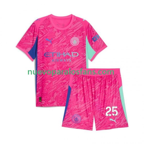 Camiseta de Fútbol Manchester City Gianluigi Donnarumma 25 Portero Niño Exterior 2025-2026 Manga Corta
