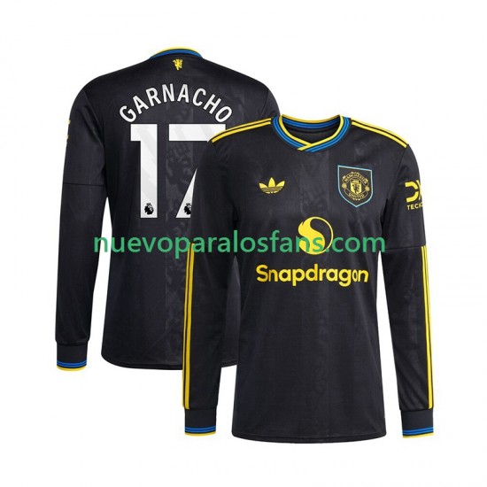Camiseta de Fútbol Manchester United Alejandro Garnacho 17 Hombre Tercera 2025-2026 Manga Larga