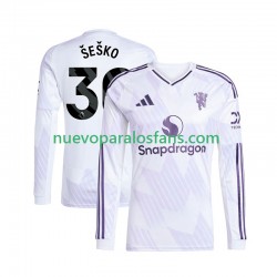 Camiseta de Fútbol Manchester United Benjamin Sesko 30 Hombre Exterior 2025-2026 Manga Larga