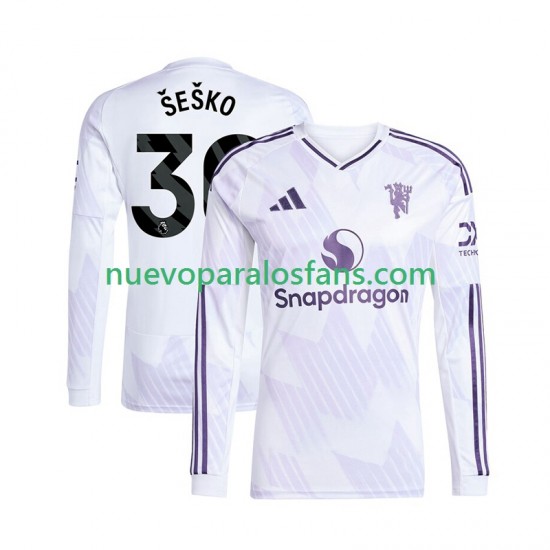 Camiseta de Fútbol Manchester United Benjamin Sesko 30 Hombre Exterior 2025-2026 Manga Larga