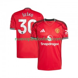 Camiseta de Fútbol Manchester United Benjamin Sesko 30 Hombre Casa 2025-2026 Manga Corta