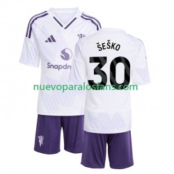 Camiseta de Fútbol Manchester United Benjamin Sesko 30 Niño Exterior 2025-2026 Manga Corta