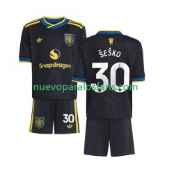 Camiseta de Fútbol Manchester United Benjamin Sesko 30 Niño Tercera 2025-2026 Manga Corta