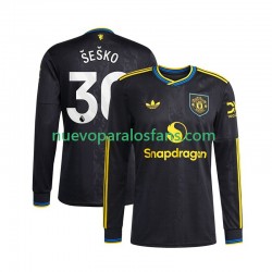 Camiseta de Fútbol Manchester United Benjamin Sesko 30 Hombre Tercera 2025-2026 Manga Larga
