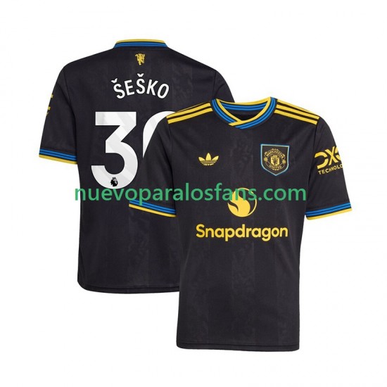 Camiseta de Fútbol Manchester United Benjamin Sesko 30 Hombre Tercera 2025-2026 Manga Corta