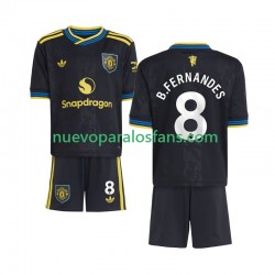 Camiseta de Fútbol Manchester United Bruno Fernandes 8 Niño Tercera 2025-2026 Manga Corta