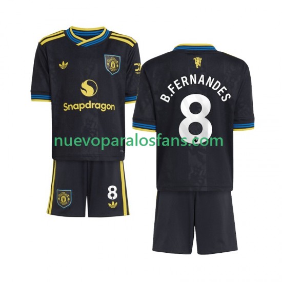Camiseta de Fútbol Manchester United Bruno Fernandes 8 Niño Tercera 2025-2026 Manga Corta