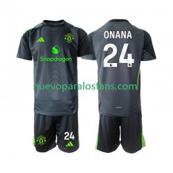 Camiseta de Fútbol Manchester United Andre Onana 24 Portero Niño Exterior 2025-2026 Manga Corta