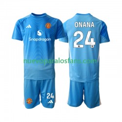 Camiseta de Fútbol Manchester United Andre Onana 24 Portero Niño Casa 2025-2026 Manga Corta