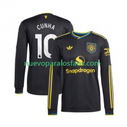 Camiseta de Fútbol Manchester United Matheus Cunha 10 Hombre Tercera 2025-2026 Manga Larga
