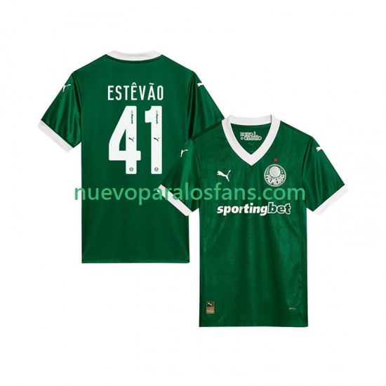 Camiseta de Fútbol Palmeiras Estevao 41 Hombre Casa 2025-2026 Manga Corta