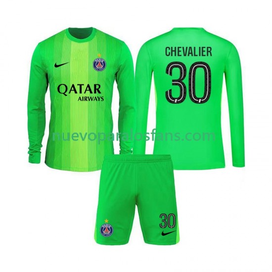 Camiseta de Fútbol Paris Saint-Germain Lucas Chevalier 30 Portero Niño Exterior 2025-2026 Manga Larga
