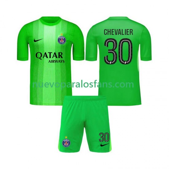 Camiseta de Fútbol Paris Saint-Germain Lucas Chevalier 30 Portero Niño Exterior 2025-2026 Manga Corta