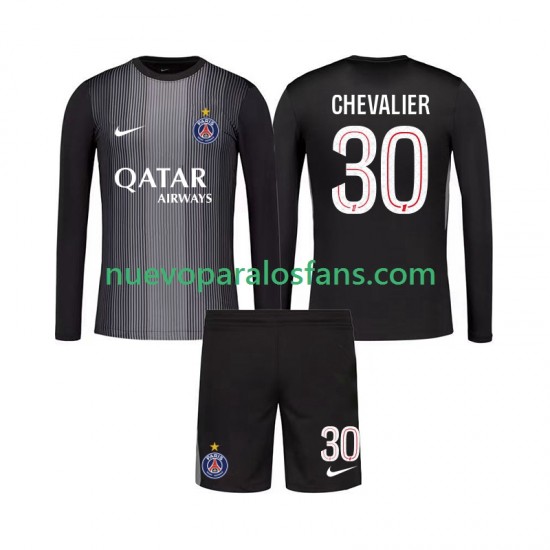 Camiseta de Fútbol Paris Saint-Germain Lucas Chevalier 30 Portero Niño Casa 2025-2026 Manga Larga