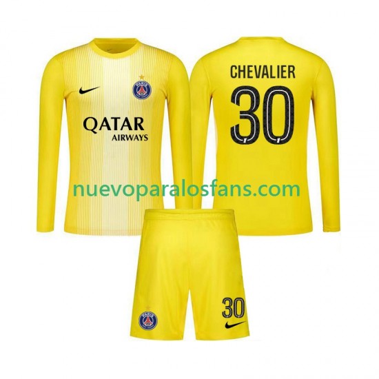 Camiseta de Fútbol Paris Saint-Germain Lucas Chevalier 30 Portero Niño Tercera 2025-2026 Manga Larga