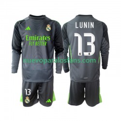 Camiseta de Fútbol Real Madrid Andriy Lunin 13 Portero Niño Tercera 2025-2026 Manga Larga