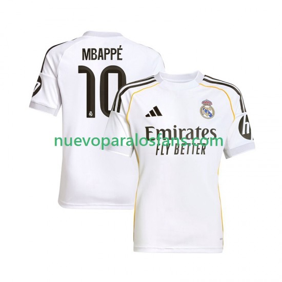Camiseta de Fútbol Real Madrid Mbappé Kylian 10 Hombre Casa 2025-2026 Manga Corta