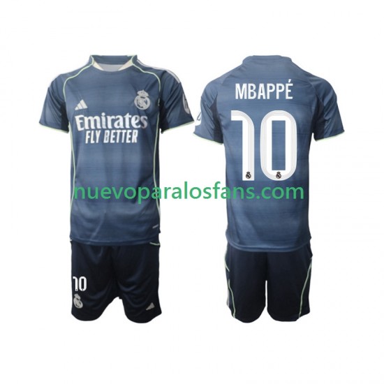 Camiseta de Fútbol Real Madrid Mbappé Kylian 10 Niño Exterior 2025-2026 Manga Corta