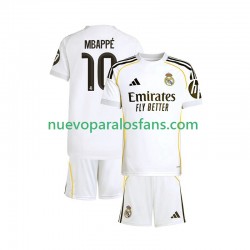 Camiseta de Fútbol Real Madrid Mbappé Kylian 10 Niño Casa 2025-2026 Manga Corta