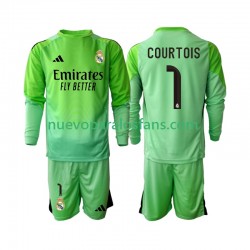 Camiseta de Fútbol Real Madrid Thibaut Courtois 1 Niño Exterior 2025-2026 Manga Larga