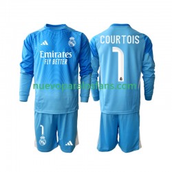 Camiseta de Fútbol Real Madrid Thibaut Courtois 1 Niño Casa 2025-2026 Manga Larga