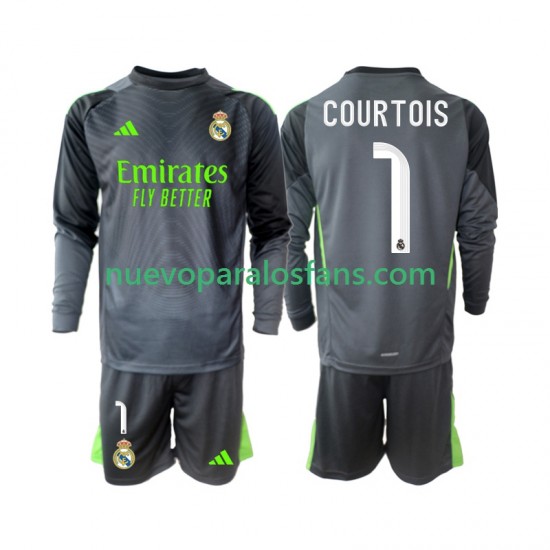 Camiseta de Fútbol Real Madrid Thibaut Courtois 1 Niño Tercera 2025-2026 Manga Larga