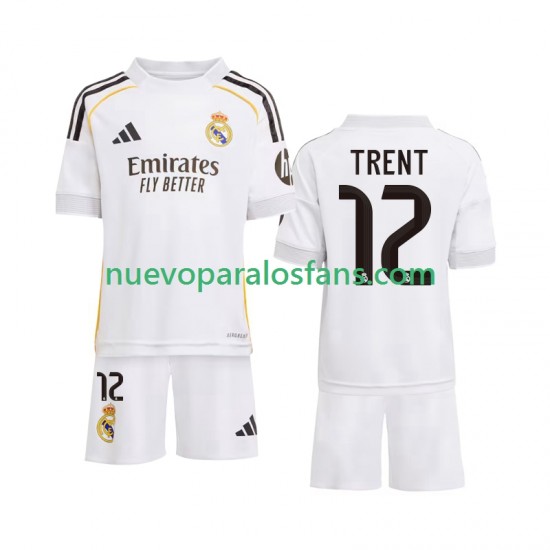 Camiseta de Fútbol Real Madrid Trent Alexander-Arnold 12 Niño Casa 2025-2026 Manga Corta