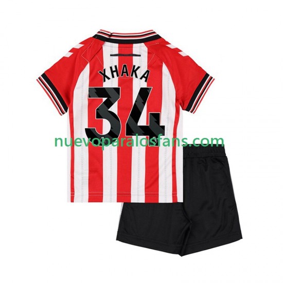 Camiseta de Fútbol Sunderland Granit Xhaka 34 Niño Casa 2025-2026 Manga Corta