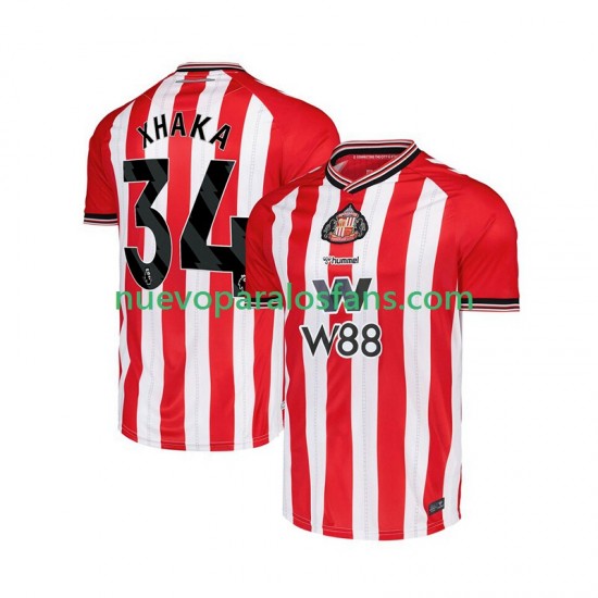 Camiseta de Fútbol Sunderland Granit Xhaka 34 Hombre Casa 2025-2026 Manga Corta
