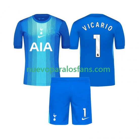 Camiseta de Fútbol Tottenham Hotspur Guglielmo Vicario 1 Portero Niño Exterior 2025-2026 Manga Corta