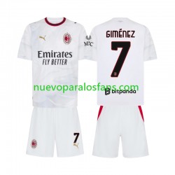 amiseta de Fútbol AC Milan Gimenez 7 Niño Exterior 2026-2027 Manga Corta