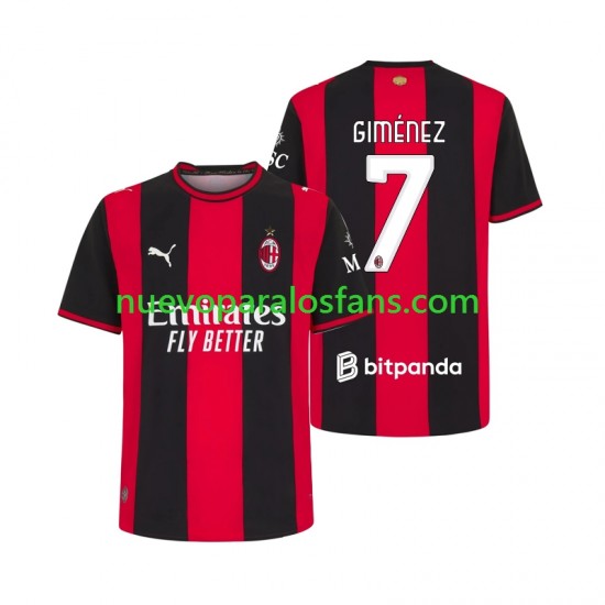 Camiseta de Fútbol AC Milan Gimenez 7 Hombre Casa 2026-2027 Manga Corta