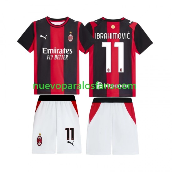 Camiseta de Fútbol AC Milan Ibrahimović 11 Niño Casa 2026-2027 Manga Corta